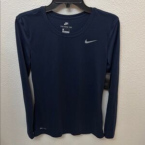 Nike Blue Long Sleeve Fitted Tee